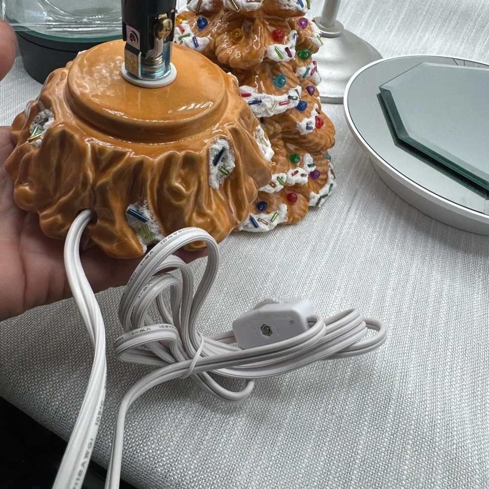 Gingerbread Christmas Tree with Multicolor Lights vintage handmade 9”X6”